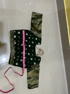 Organza Green Colour Half Saree