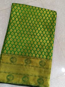 Green &amp; Gold Brocade Silk Saree