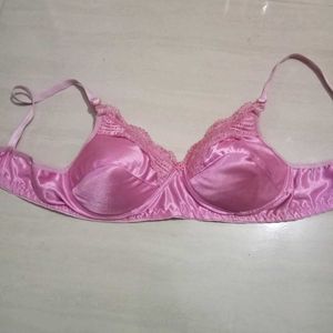 Elegant Pink Lace Trim Bra