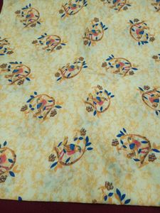 Unstitched Yellow Printed Suit Without Chunni