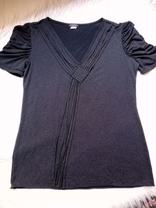 Chic V-Neck Glitter Top