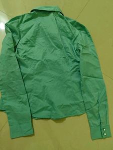 Chic Teal Ruffle Front Button-Up Shirt
