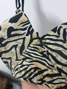 Animal Print Lace Detail Bra