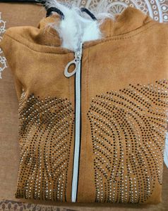 Brown Embellished Hoodie