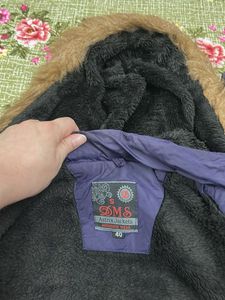 Stylish Blue Winter Jacket with Fur Hood