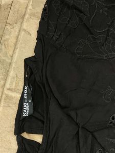 Black Embroidered Puff Sleeve Top
