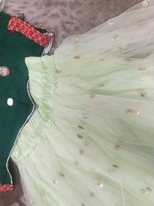 Party Wear Dress Cute Green &amp; Lime Kids Outfit
