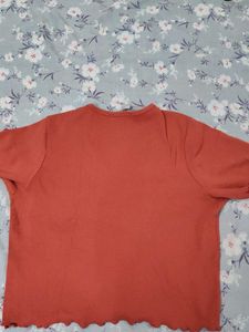 Coral Ruffled Crop Top