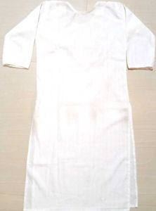 White Kurta with Embroidered Neckline