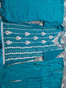 Teal Embellished Salwar Kameez