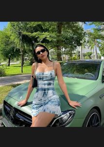 Tie-Dye Ruched Mini Dress