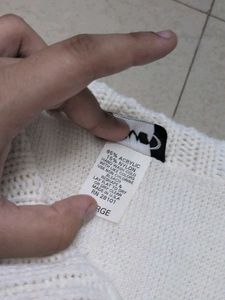 Vintage Rave Y2K Cream Knit Sweater with Collar