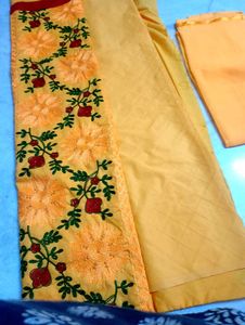 Vibrant Yellow Embroidered Kurta Set meterial