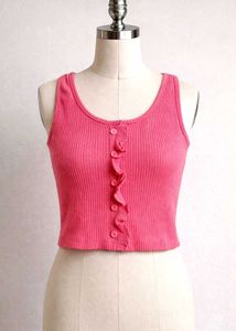 Mango Pink Ruffle Trim Tank Top