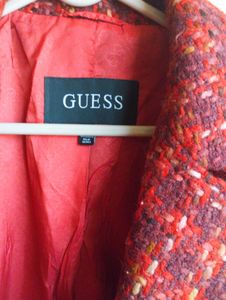❤️Size L To XL Guess Burgundy Tweed Coat