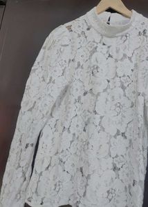 White Lace Floral Top for 36 Bust