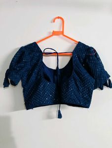Navy Blue Embellished Blouse