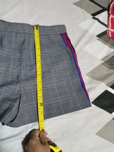 Gray Plaid Shorts set with Side Stripes