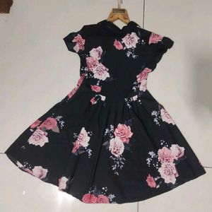 Floral Print Black Dress🌸