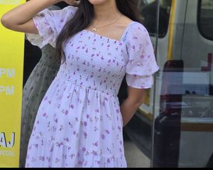 Chic Floral Print Tiered Midi Dress