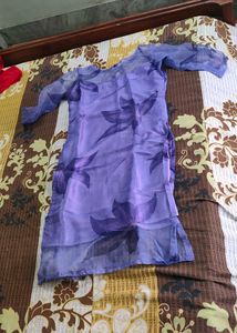 Lavender Floral Sheer Kurta