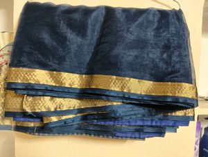 Elegant Blue &amp; Gold Sari Fabric