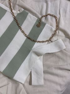 Striped Sleeveless Top with Belt