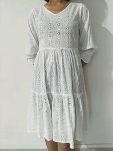 Chic White Eyelet Dress