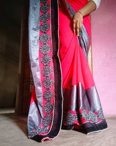 Fancy saree with readymade blouse