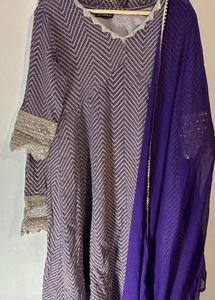 Purple Gotta patti kurta set with dupatta