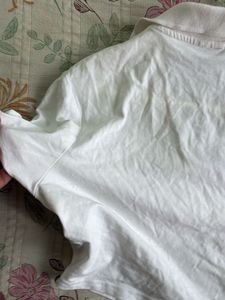 White Cropped Polo T-Shirt
