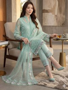 original pakistani Mint Green Kurta Set