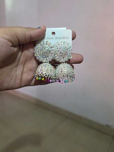 Combo Of 4 Sparkling Silver Jhumka Earrings