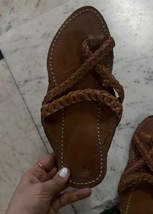 Brown Braided Leather Kolhapuri Chappals