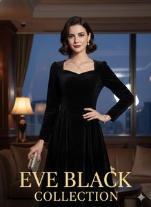 Elegant Black Velvet Midi Dress
