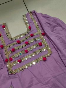 Lavender Kurta Set with Embellishments