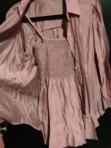Pink Playsuit And Shirt Set