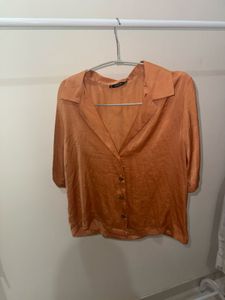 MIMOSA Satin Button-Up Blouse