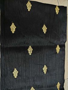 Elegant Black Embroidered Dress Material 1m
