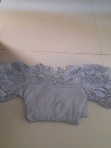 Sky blue lace pattern frock
