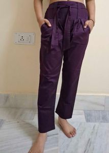 Stylish Purple Tie-Waist Pants