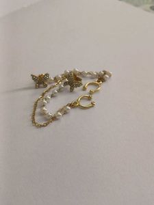 Butterfly &amp; Pearl Ear Cuff Earring