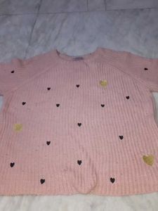 Cute Pink Heart Pattern Sweater