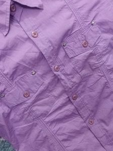 Purple Short Sleeve Button-Up Shirt