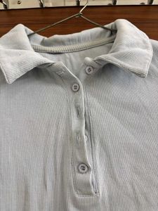 Light Blue Collared Crop Top