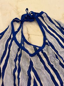 Blue &amp; White Striped Halter Top