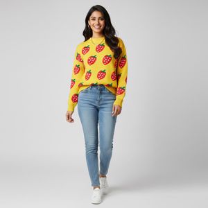 Yellow Strawberry Knit Sweater