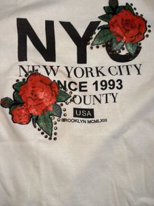 Madame White NY City Rose Graphic T-Shirt