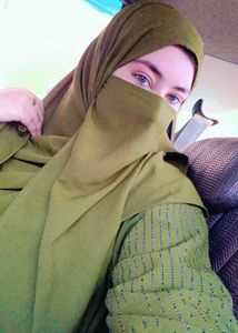 Elegant Olive Green Abaya Gown with stole and nose