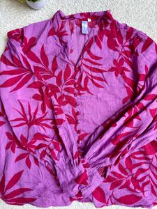 Vibrant Floral Print Button-Up Blouse